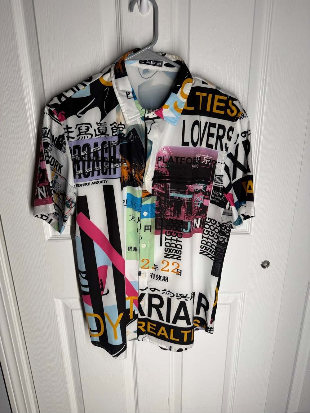 Graphic Print Button-Up Shirt - Multicolor SHEIN